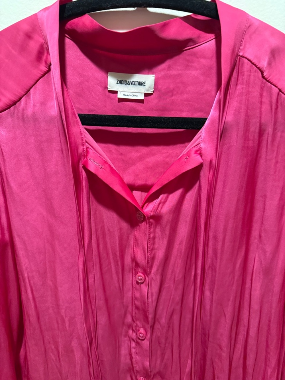 Zadig & Voltaire Hot Pink Silk-Feel Button Front Blouse